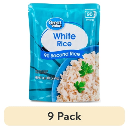 (9 pack) Great Value Long Grain Rice 90 Second Pouch, 8.8 oz