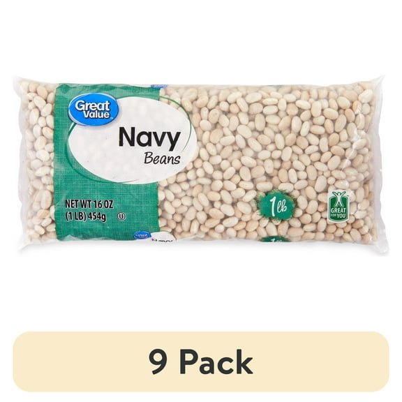 (9 pack) Great Value Navy Beans, 1 lb