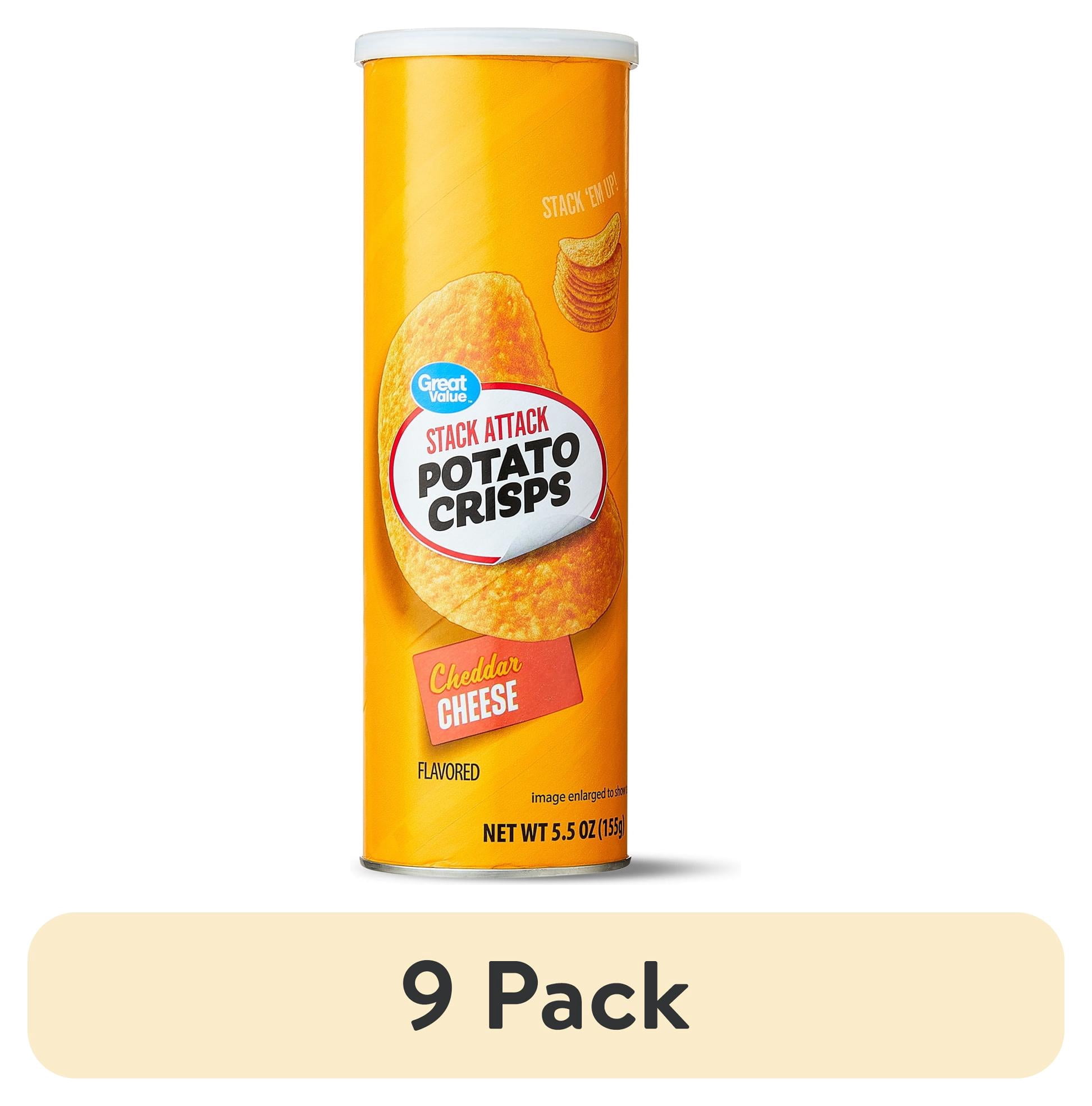 (9 pack) Great Value Stack Attack Cheddar Cheese Potato Crisps, 5.5 oz