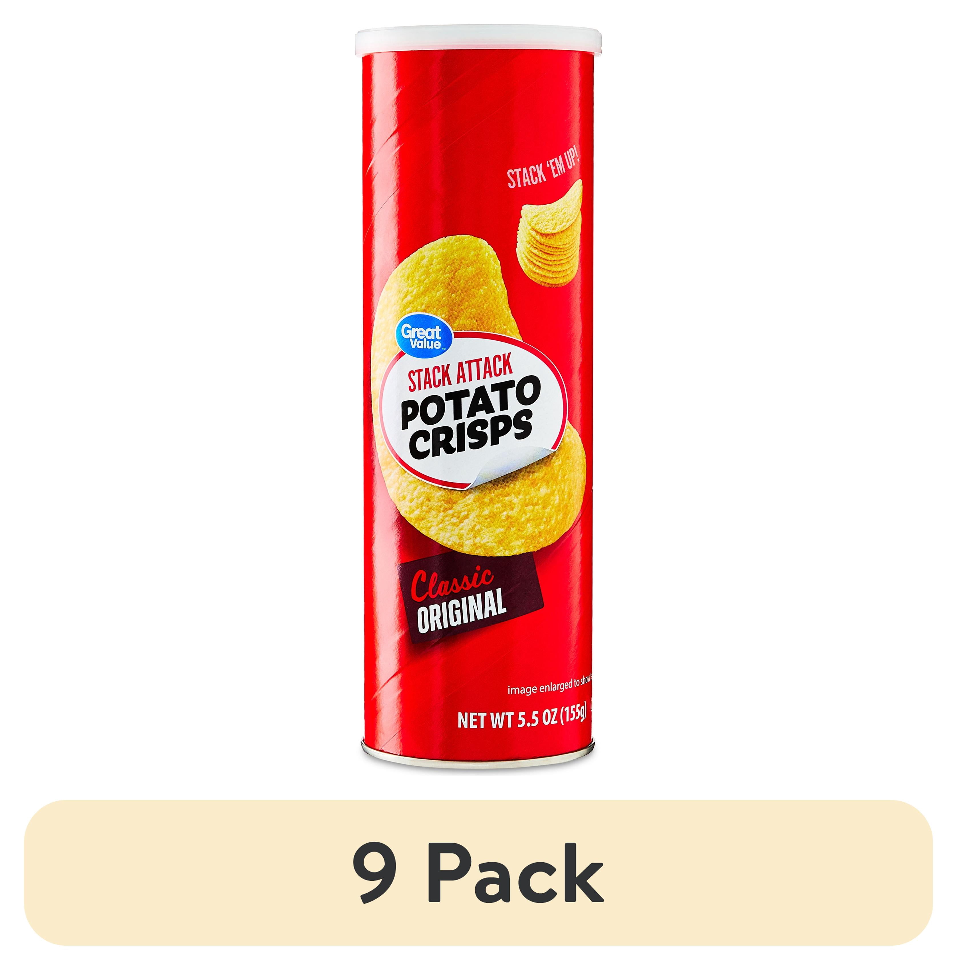 (9 pack) Great Value Stack Attack Original Potato Crisps, 5.5 oz