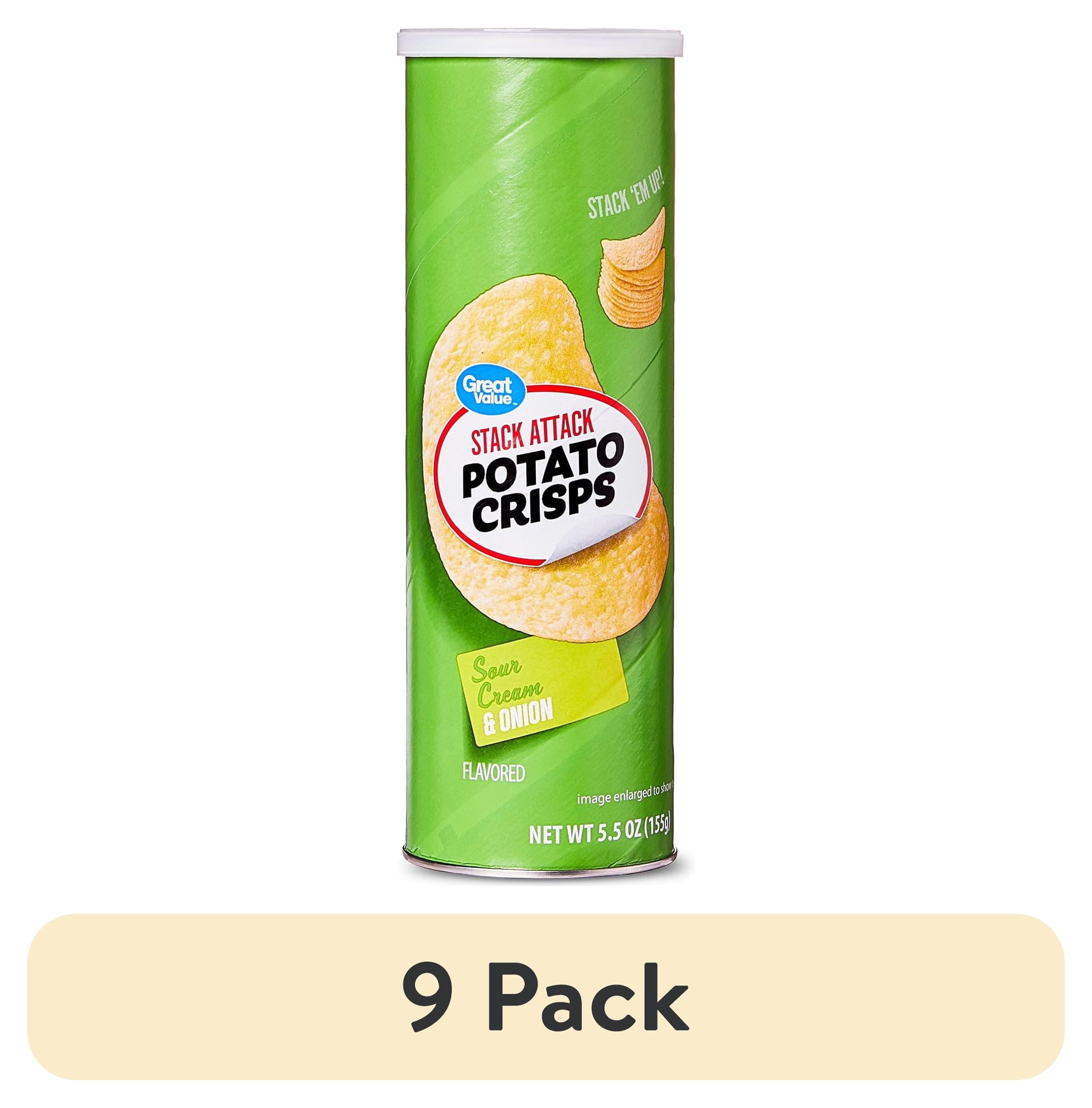 (9 pack) Great Value Stack Attack Sour Cream and Onion Potato Crisps, 5.5 oz