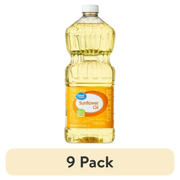 (9 pack) Great Value Sunflower Oil, 48 fl oz