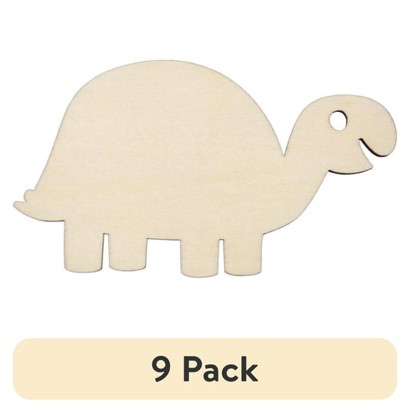 (9 pack) Hello Hobby Wood Turtle Shape, Ready to Decorate Die Cut Shape, 4 in. x 2.28 in.