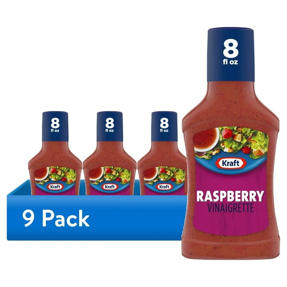 (9 pack) Kraft Raspberry Vinaigrette, 8 fl oz Bottle