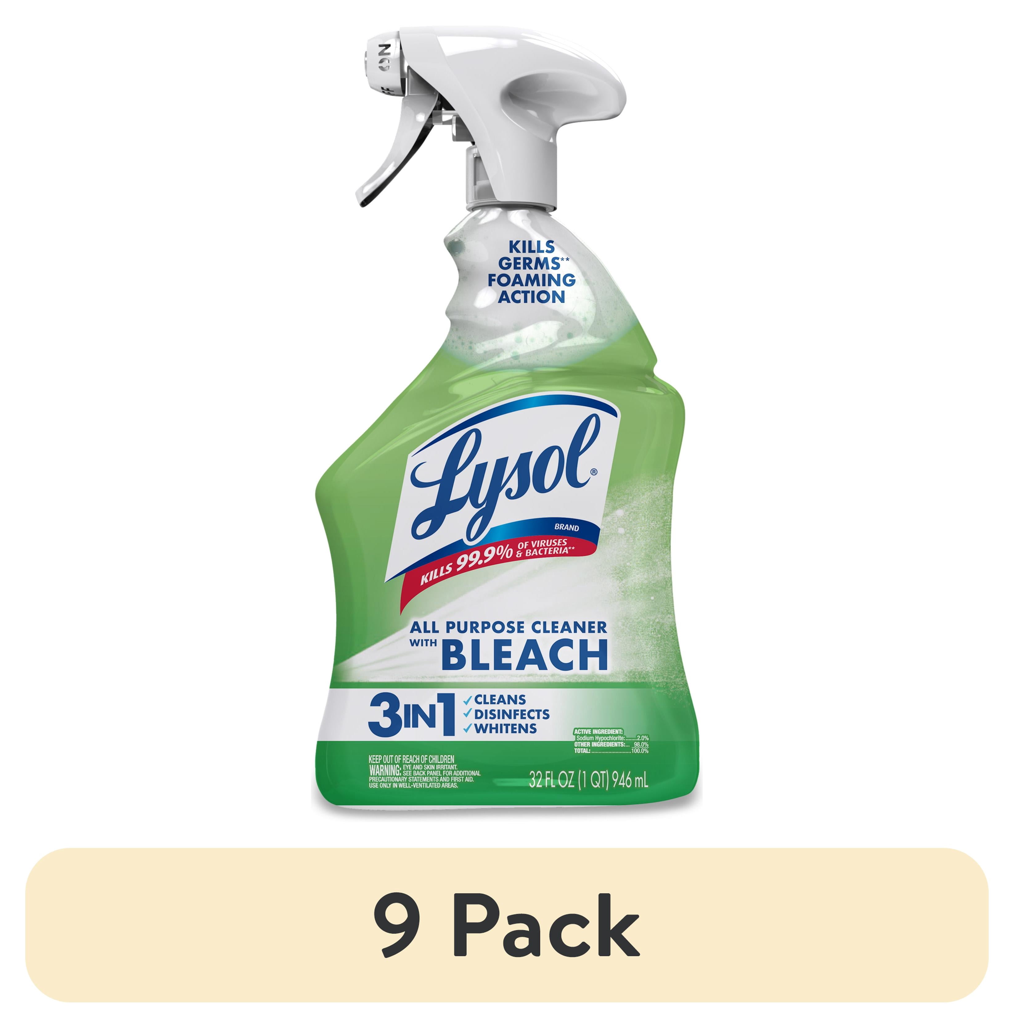 (9 pack) Lysol, Bleach, Multi-Purpose Cleaner, Foaming Spray, Antibacterial Cleaner, 32 fl oz