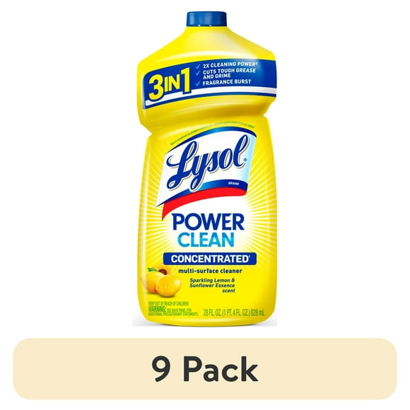 (9 pack) Lysol All Purpose Cleaner, Multi-Surface Disinfectant Floor Cleaner for Mopping Solution, for Bathroom & Kitchen, Lemon & Sunflower, 28 fl oz