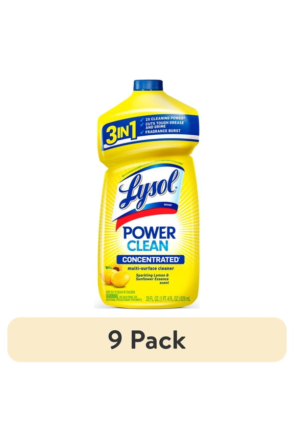 (9 pack) Lysol All Purpose Cleaner, Multi-Surface Disinfectant Floor Cleaner for Mopping Solution, for Bathroom & Kitchen, Lemon & Sunflower, 28 fl oz