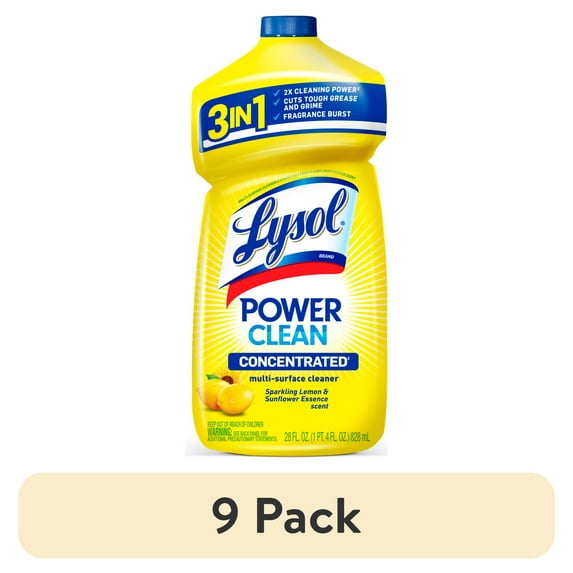 (9 pack) Lysol All Purpose Cleaner, Multi-Surface Disinfectant Floor Cleaner for Mopping Solution, for Bathroom & Kitchen, Lemon & Sunflower, 28 fl oz