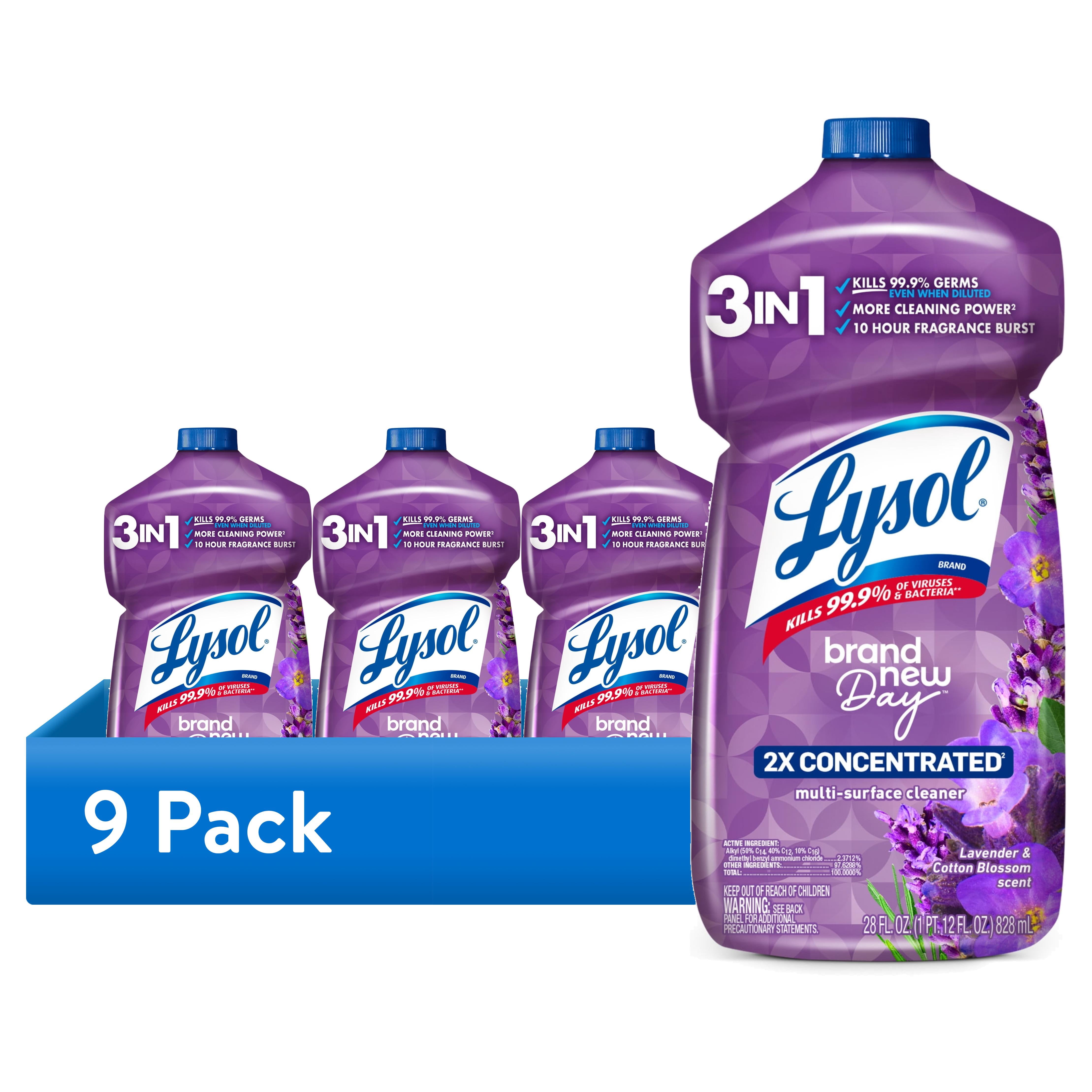(9 pack) Lysol All Purpose Cleaner, 2X Concentrated Multi-Surface Disinfectant Floor Cleaner for Mopping Solution, for Bathroom & Kitchen, Lavender & Cotton Blossom, 28 fl oz