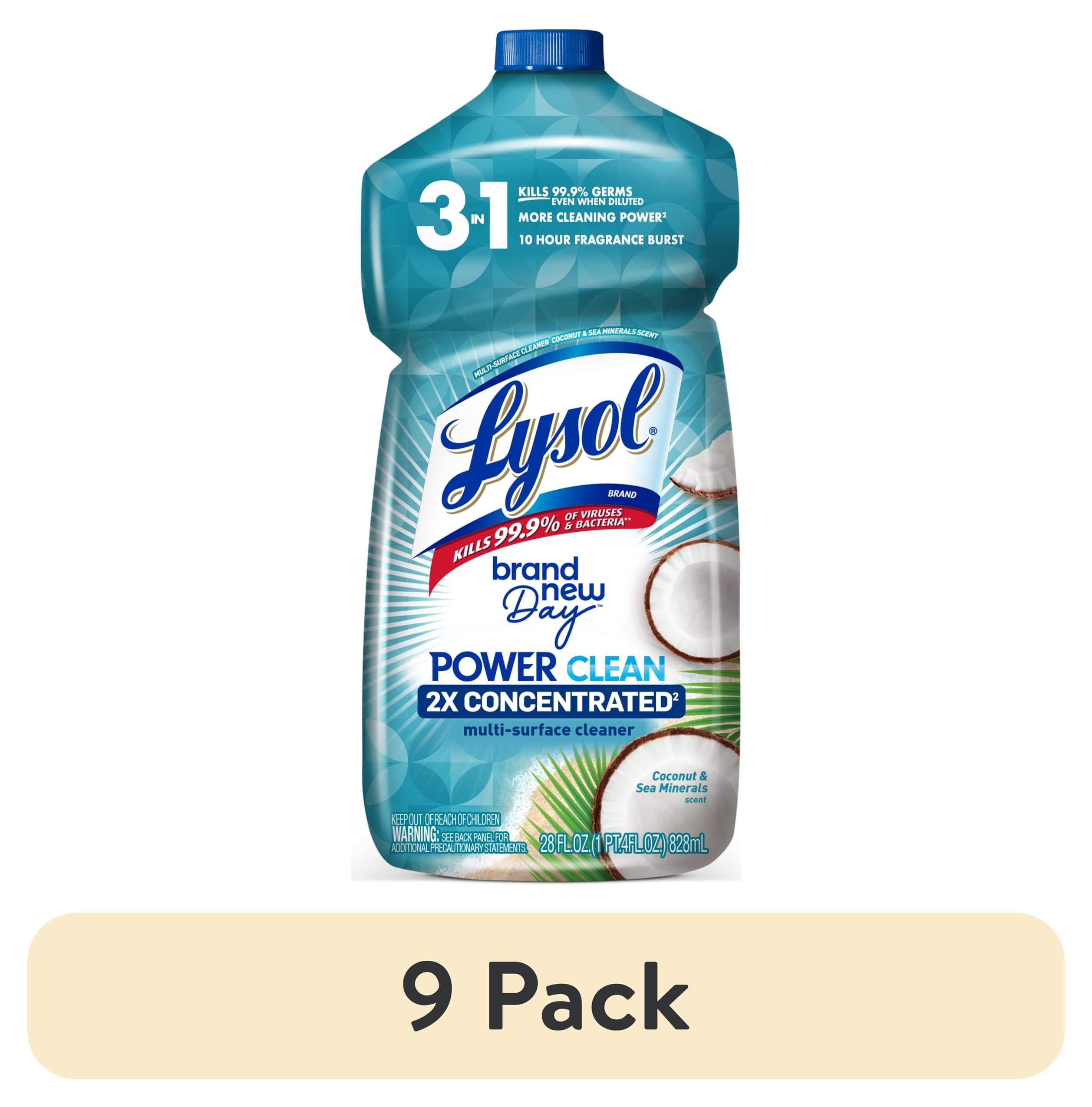 (9 pack) Lysol All Purpose Cleaner, 2X Concentrated Multi-Surface Disinfectant Floor Cleaner for Mopping Solution, for Bathroom & Kitchen, Coconut & Sea Minerals, 28 fl oz