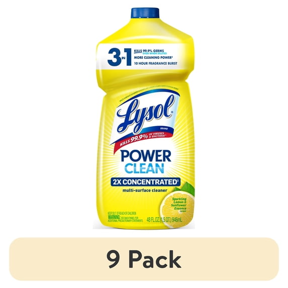 (9 pack) Lysol All Purpose Cleaner, Multi-Surface Disinfectant Floor Cleaner for Mopping Solution, for Bathroom & Kitchen, Lemon & Sunflower, 48 fl oz