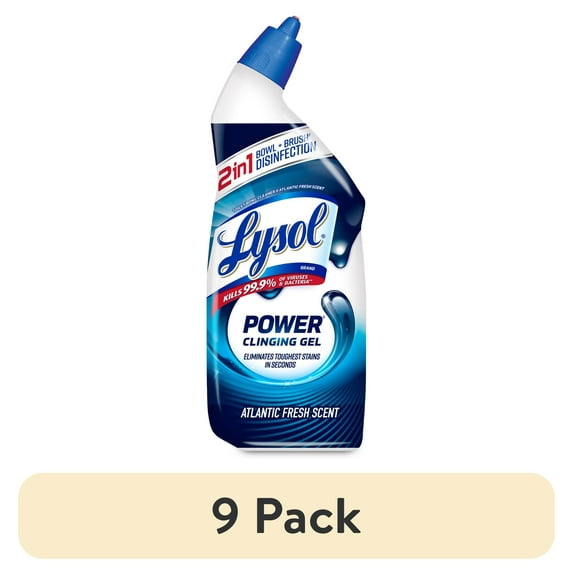 (9 pack) Lysol Power Toilet Bowl Cleaner Gels, Atlantic Fresh, 24 fl oz