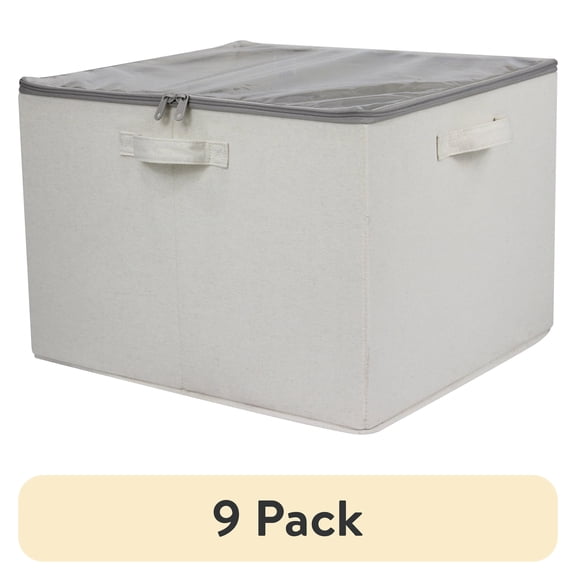 (9 pack) (9 pack) Mainstays Canvas 16-Pair Shoe Organizer Bin with Clear Zippered Lid