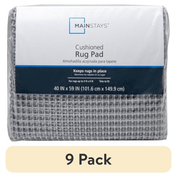 (9 pack) Mainstays Non-Skid Non- Slip Rug Pad, Gray, 4' x 6'
