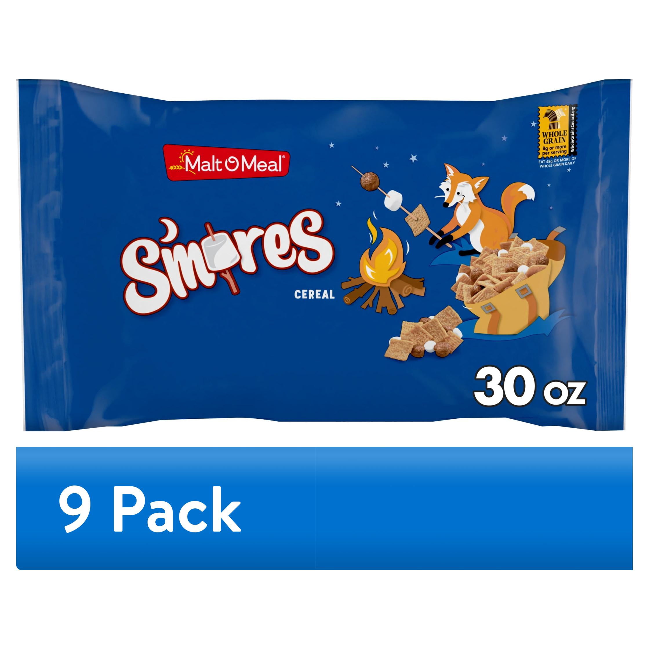 (9 pack) Malt-O-Meal S'mores Breakfast Cereal, Graham, Chocolate & Marshmallow, 30 oz Bag