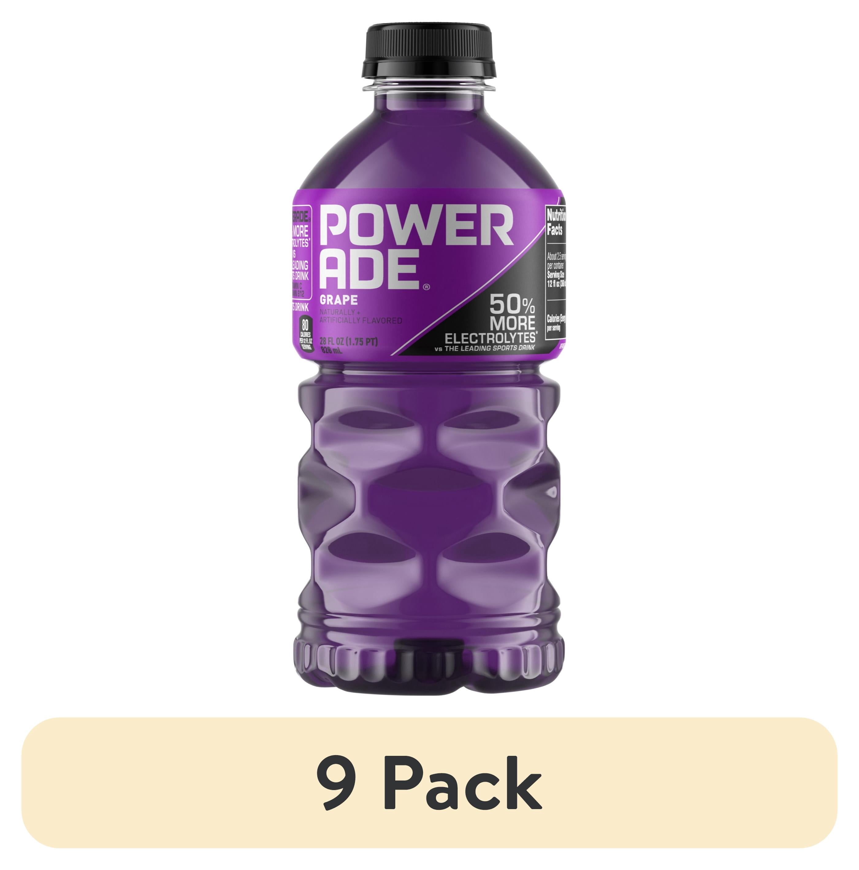 (9 pack) POWERADE Grape Electrolyte Sports Drink Bottle, 28 fl oz