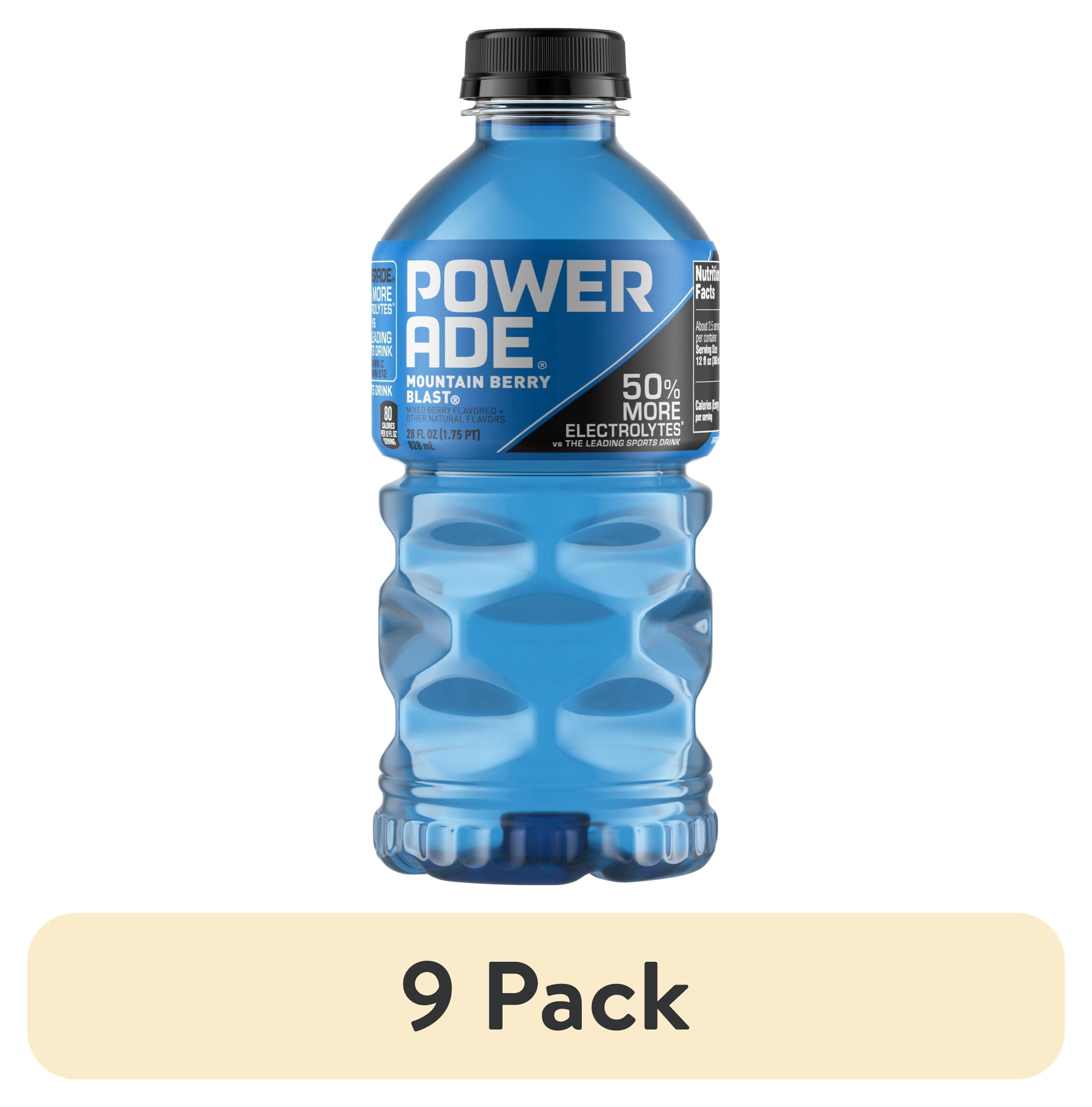 (9 pack) POWERADE Mountain Berry Blast Electrolyte Sports Drink Bottle, 28 fl oz