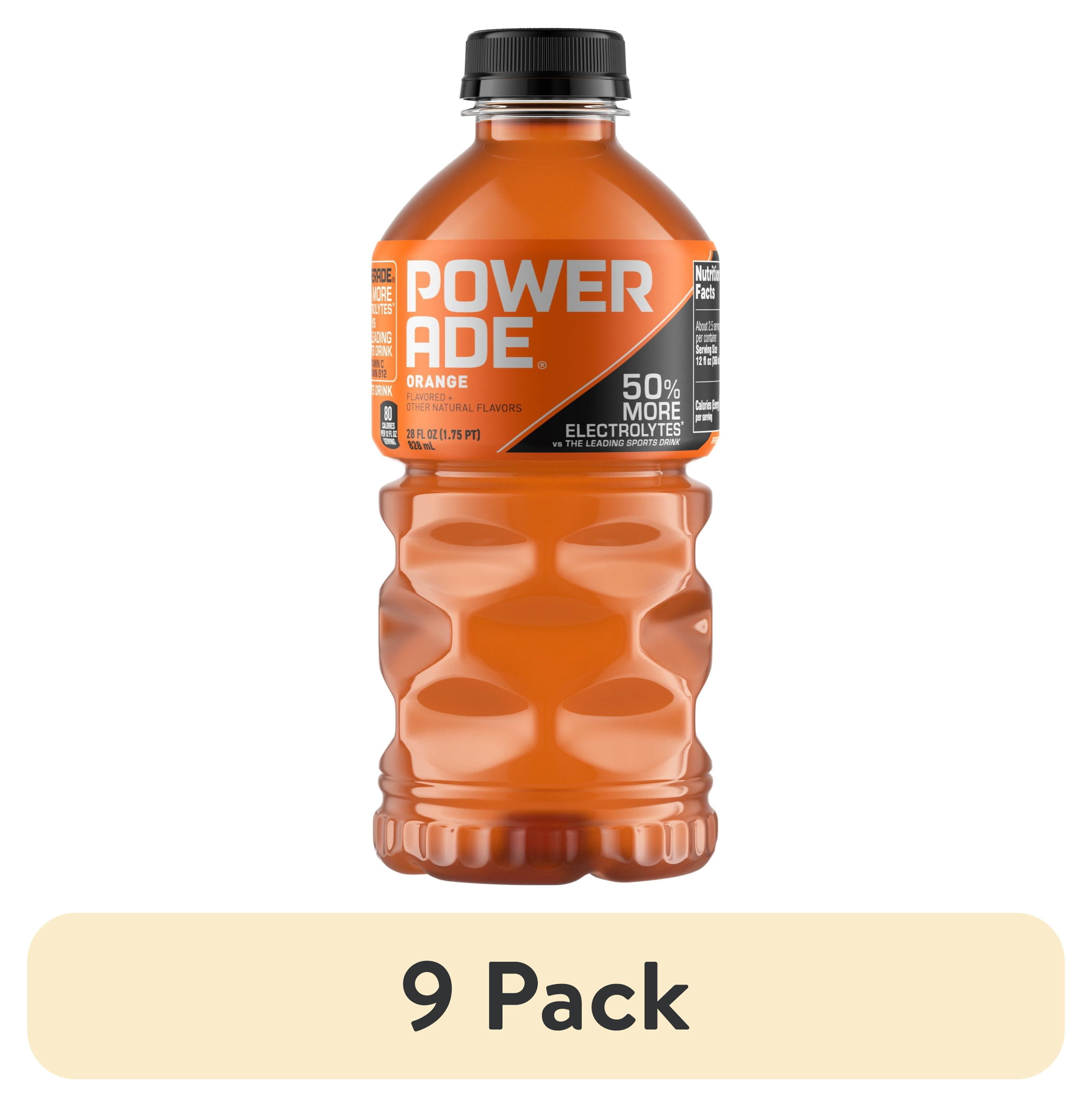 (9 pack) POWERADE Orange Electrolyte Sports Drink Bottle, 28 fl oz