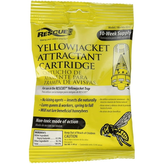 RESCUE! Yellow Jacket Attractant Cartridge - Non-Toxic, Honeybee Safe - Pack of 9