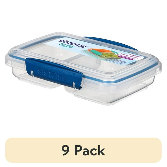 (9 pack) Sistema 1.4 Cup Small Split To Go Food Storage Container, Blue