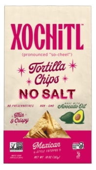 (9 pack) Xochitl No Salt White Corn Tortilla Chips, 10 oz Paper Bag