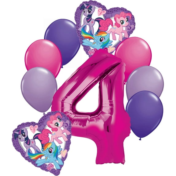 9 pc My Little Pony Heart Balloon Bouquet 4th Birthday Party Supplies Decoration