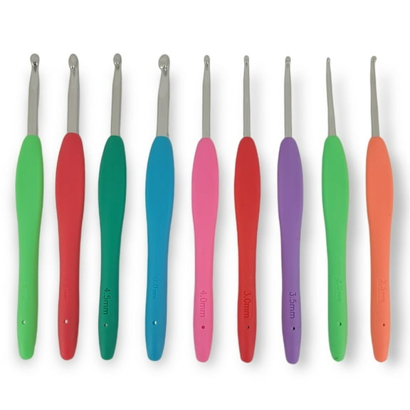 9 pcs Crochet Hooks Set by Yonkey Monkey. Assorted Crochet Hooks with Non-Sticking Ergonomic Handle. Perfect Gift