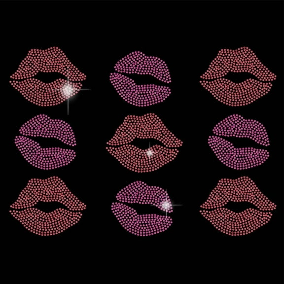 9 pcs Lips Iron on Rhinestones Transfer T-Shirt Heat Transfer Designs Lips Stickers Rhinestone Bling Decals for Girl's Clothing Tote Bag DIY Art Craft for Valentine's Day Mixed Color 1pc