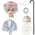 thumbnail image 1 of 9 pcs Old Lady Costume for Kids,100 Days of School Costume Old Lady Wig for Girls,Halloween Granny Grandma Dress Up, 1 of 3