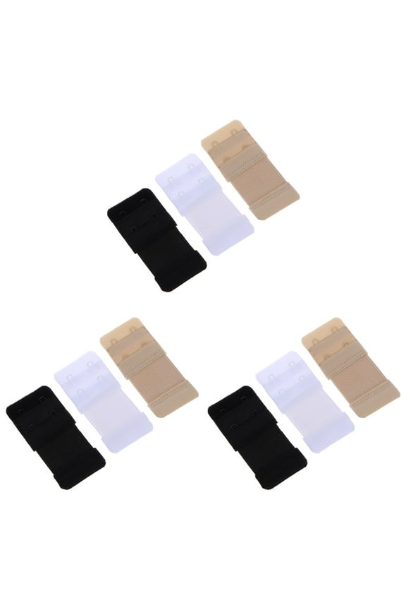 Elastic Bra Extenders 2-Hook 2-Row Adjustable Lingerie Accessories 9 Pieces Assorted Colors