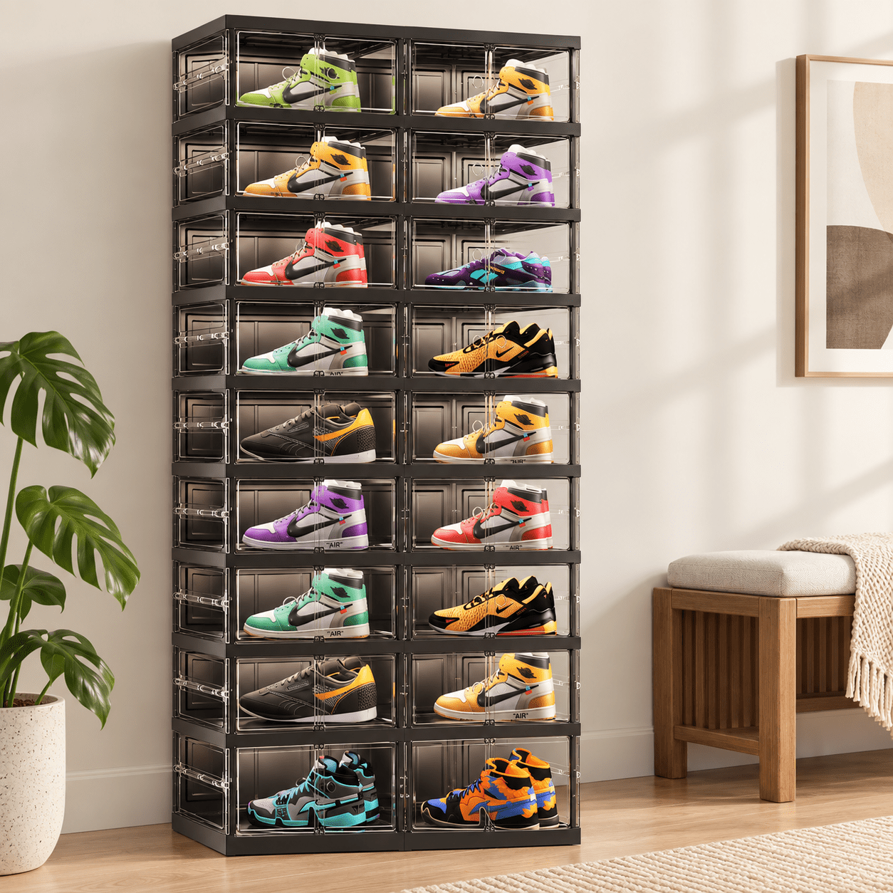 9-tier Foldable Shoe Rack Icr Doors 36 Pairs Black - Walmart.com