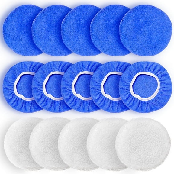 9 to 10 Inch Car Polisher Pad Bonnet, 15Pcs Car Polishing Bonnet Buffing Pads, 10*Microfiber+5*Woollen
