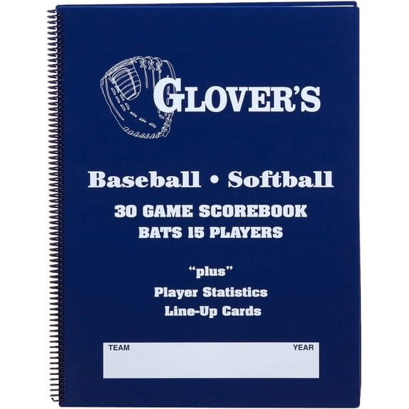 9 to 15 Player Baseball/Softball Scorebook (30 Games)