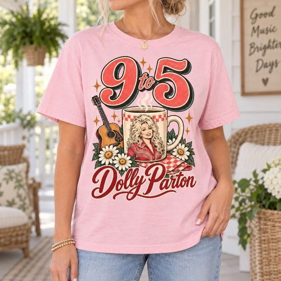 9 to 5 Dolly Retro Country Music Coffee Diner Graphic T-Shirt - Walmart.com
