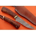 thumbnail image 1 of 9" trailing point blood groove blade skinning knife, Walnut wood, Leather sheath, 1 of 10