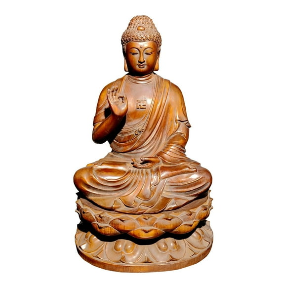 9" vintage wood hand carved wooden buddha statue Tathagata God sculpture decor