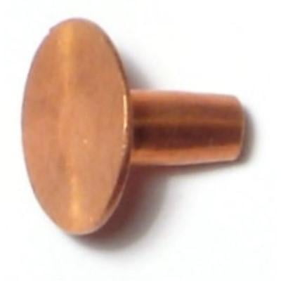 #9 x 0.47" x 3/8" Copper Flat Countersunk Head Belt Rivets (60 pcs.)