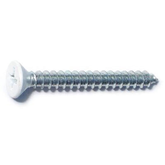#9 x 1-1/2" White Steel Phillips Flat Head Hinge Screws (20 pcs.)