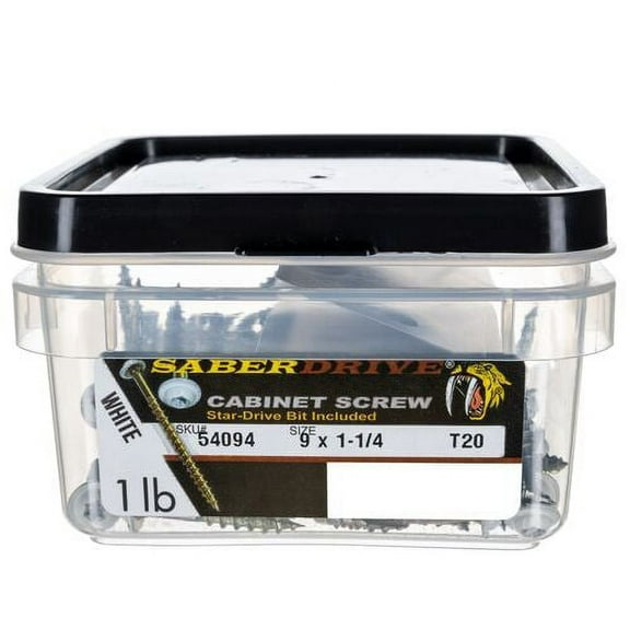 9 x 1-1/4" Star Drive White Cabinet Saberdrive Screws