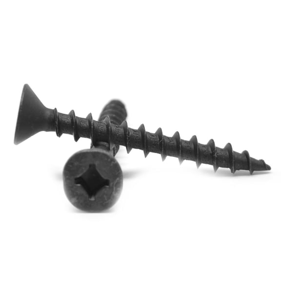 #9 x 1" Particle Board Screws Square Drive Flat Head Hardened Medium Carbon Steel Black Phosphate Pk 100
