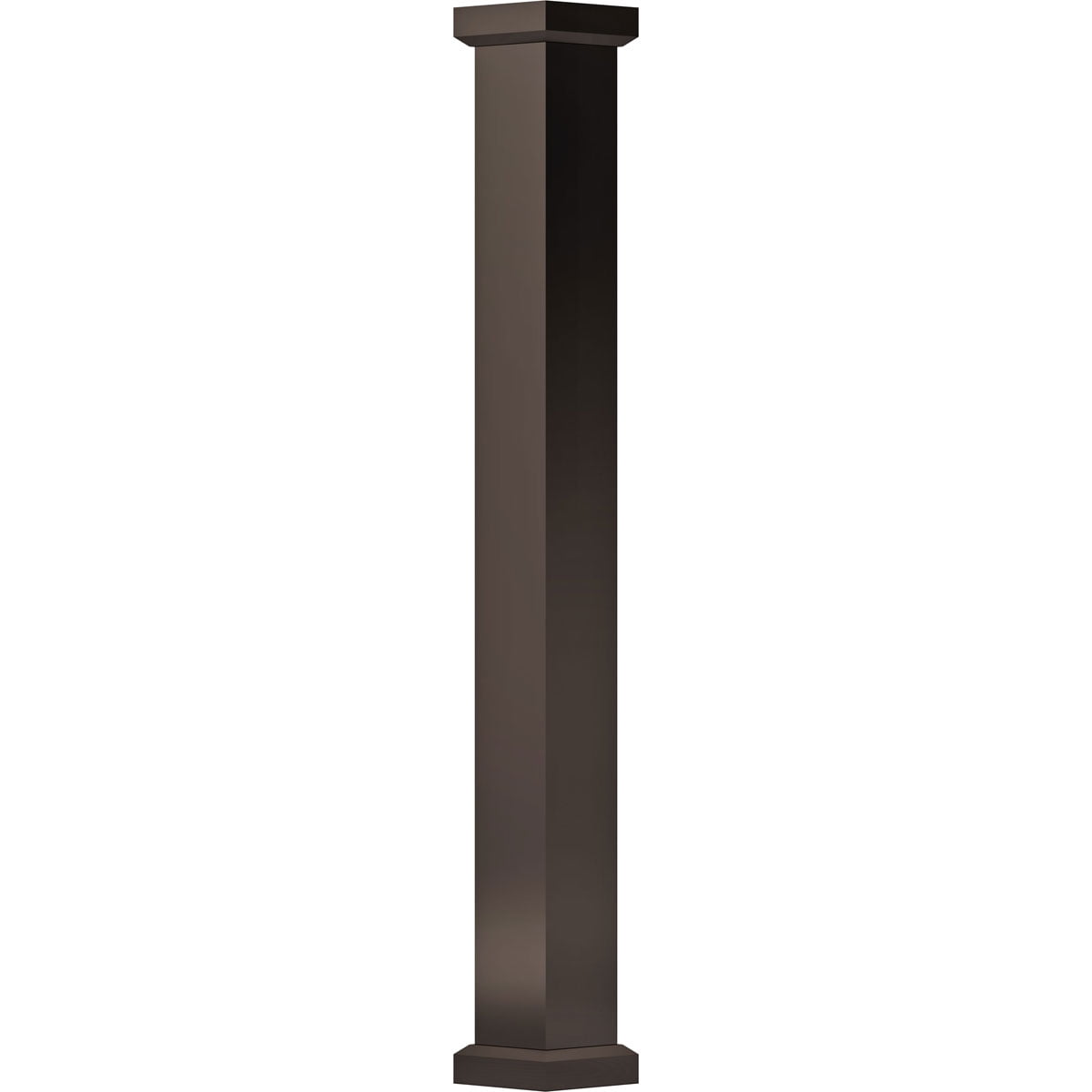 9" x 10' Endura-Aluminum Empire Style Column, Square Shaft (Load-Bearing 15,000 lbs), Non-Tapered, Textured Brown Finish w/ Capital & Base