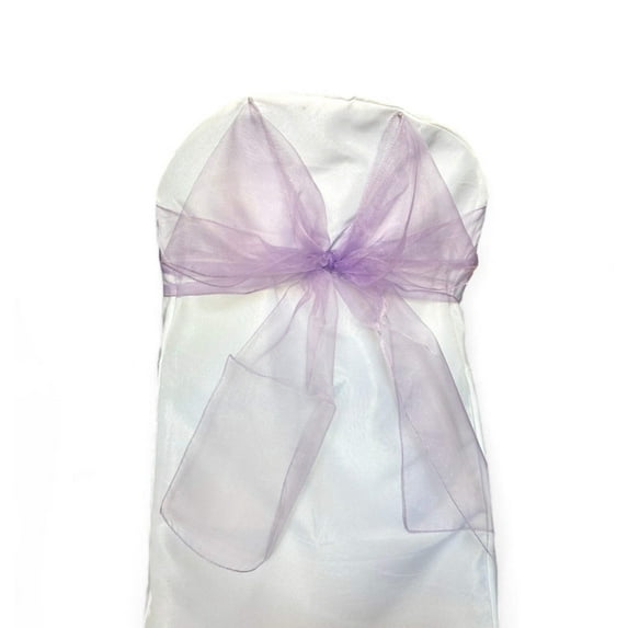 9 x 10 Ft Organza Chair Bows/Sashes Lavender (12 Pieces)