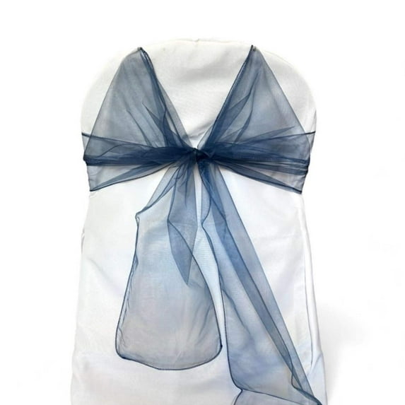 9" x 10 Ft Organza Chair Bows/Sashes Navy(12 pieces)