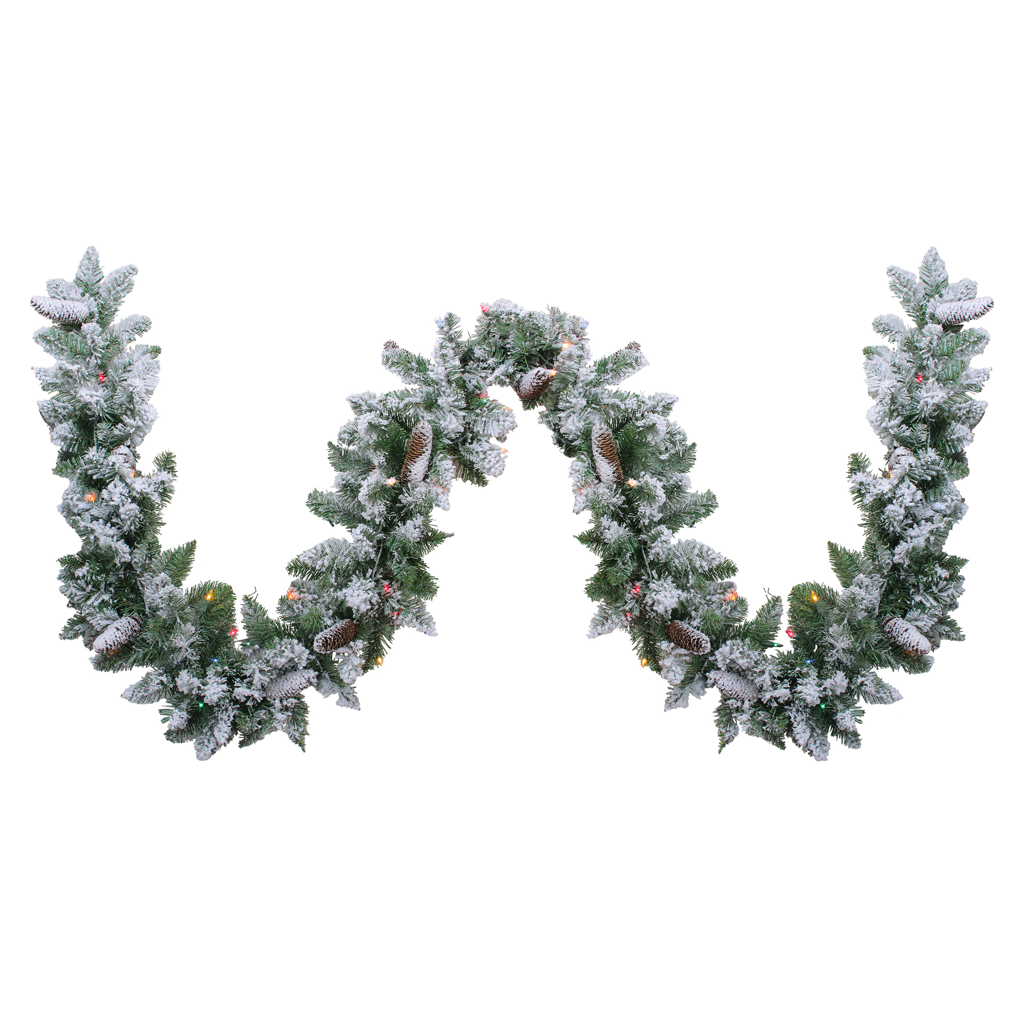 9' x 10" Pre-lit Flocked Pine Artificial Christmas Garland - Multi Lights