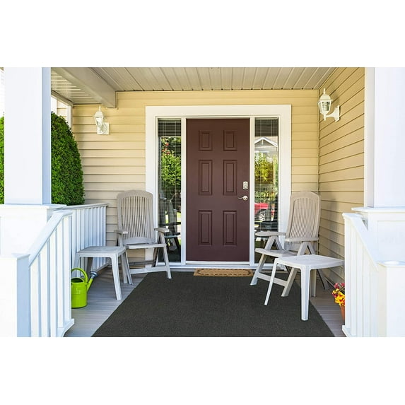 9' x 10' Quick Dry Indoor / Outdoor Ribbed Pattern Area Rugs for Patios and Balconies Lightweight and Flexible for Easy Cleaning and Transport (Color: Black Ice)