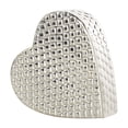 thumbnail image 1 of 9" x 10" Silver Aluminum Slanted Heart Sculpture with Dimensional Cube Textured Exterior, by DecMode, 1 of 11