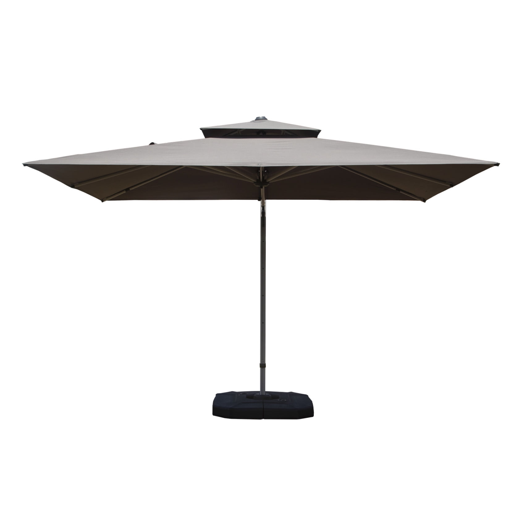 9'x 11' Adjustment Square Cantilever Umbrella with Center Pole, 360° Rotation Patio Umbrella with Sun Protection, 2-Tier Aluminum Offset Outdoor Umbrella for Backyard, Pool, Gray