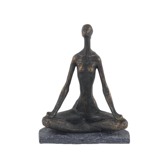 9" x 11" Black Polystone Yoga Sculpture, by DecMode