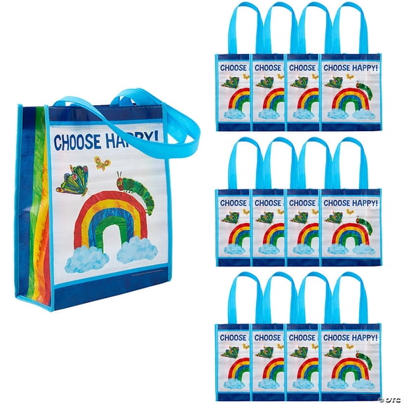 9" x 11" Medium World of Eric Carle The Very Hungry Caterpillar Laminated Nonwoven Shopper Tote Bags - 12 Pieces