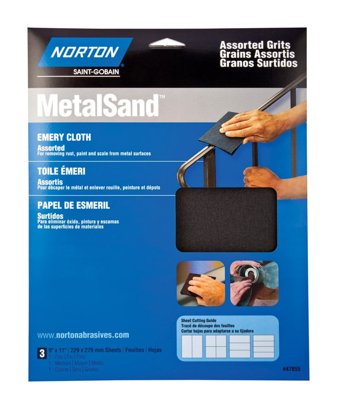 9" x 11" Norton 47855 MetalSand Emery Cloth Sanding Sheet Assorted